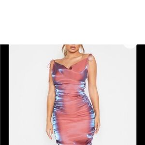 PrettyLittleThing Shimmering Pink and Blue Mini Dress